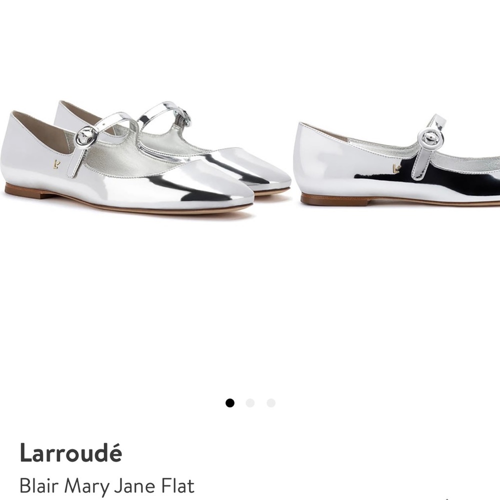 Silver Larroudé Mary Jane Ballet Flats Size 8.5